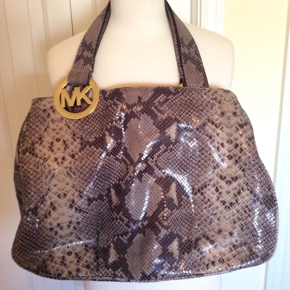Michael Kors Embossed Python Leather Shoulder Bag - Picture 1 of 9